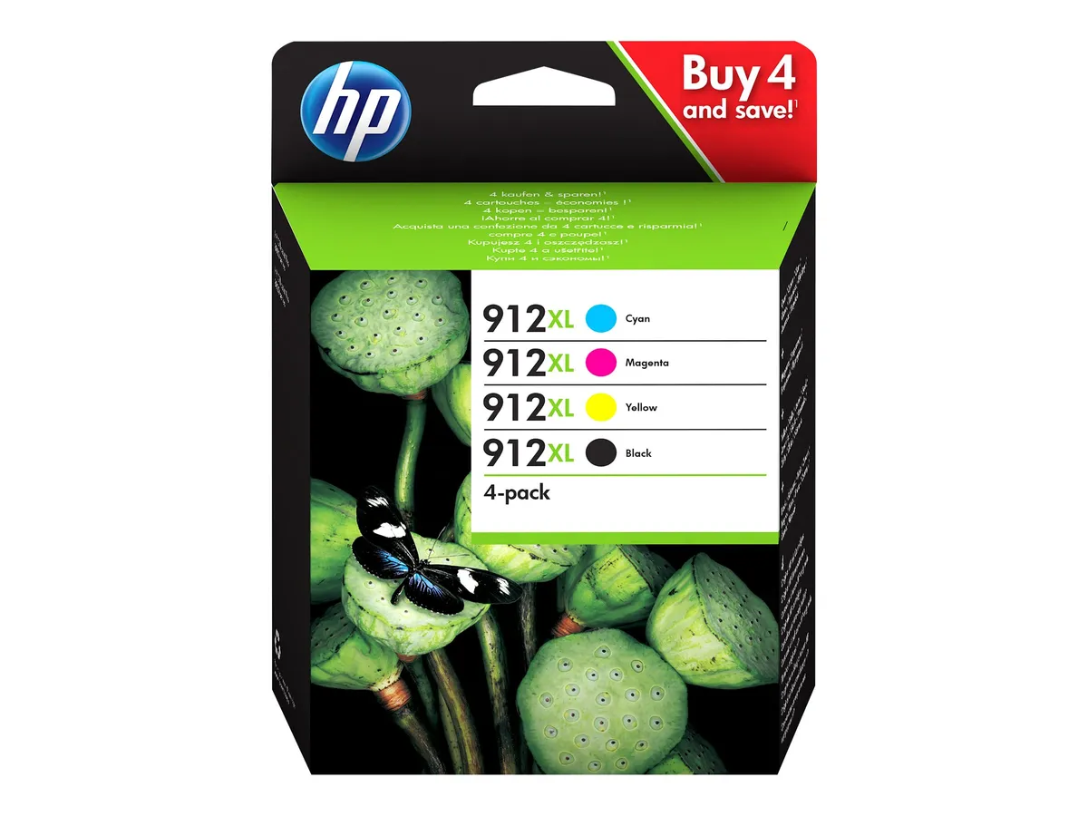 HP 912XL / 3YP34AE Tinten Sparset schwarz, cyan, magenta, gelb (4 Stück)