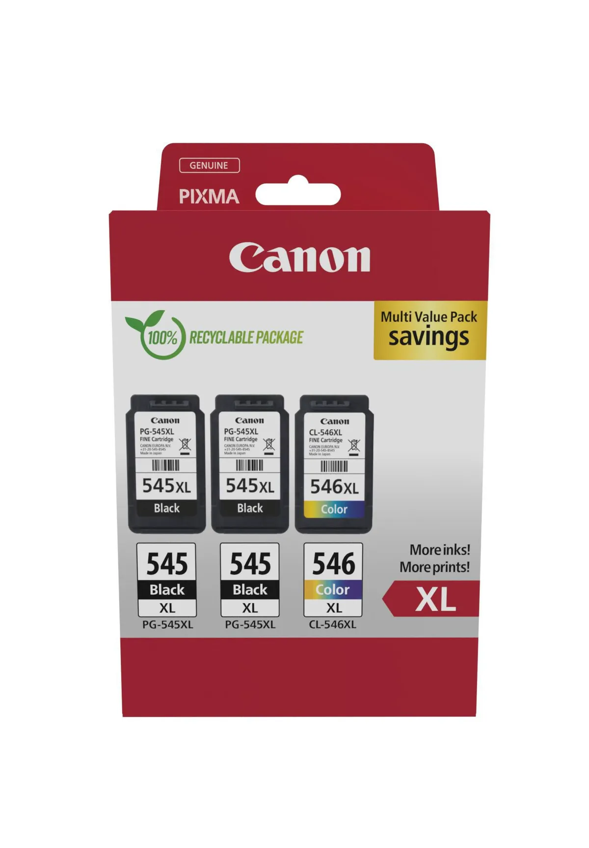 Canon PG-545XL & CL-546XL / 8286B013 Tinten Sparset schwarz, color (3 Stück)